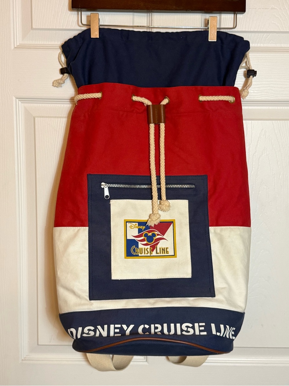 Vintage Disney Cruise Line Rope Drawstring Backpack in Red Navy White Very HTF!